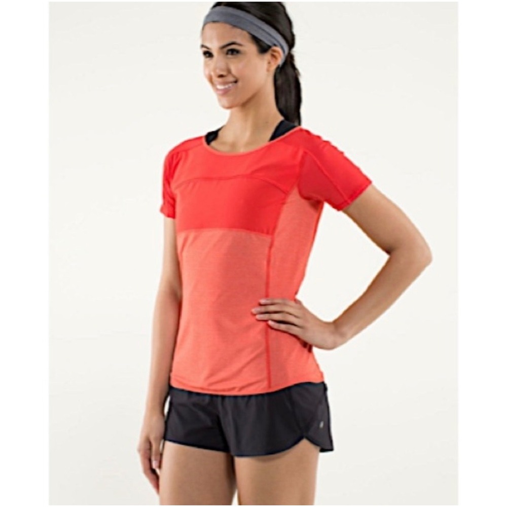 Lululemon Run Fast Track Short Sleeve Running Shirt Top Orange L